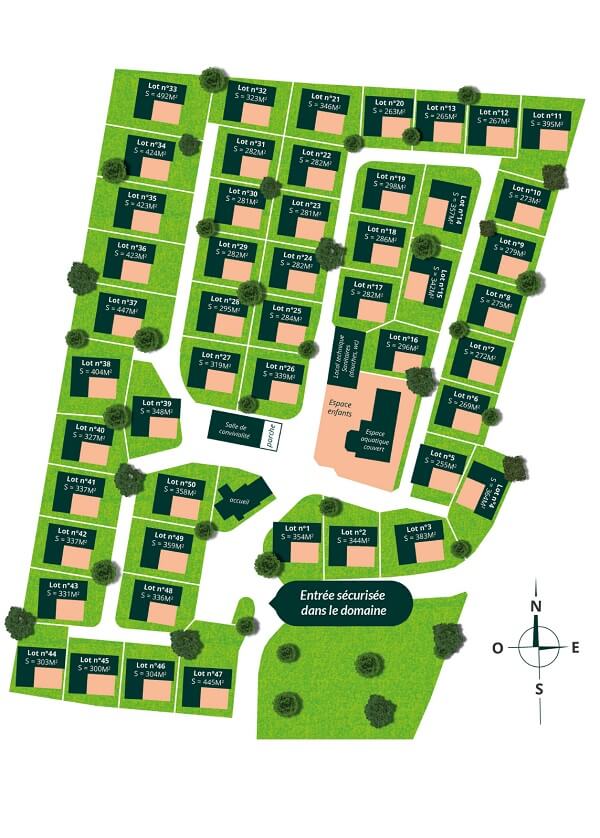 Plan parcelles du domaine résidentiel La Baie